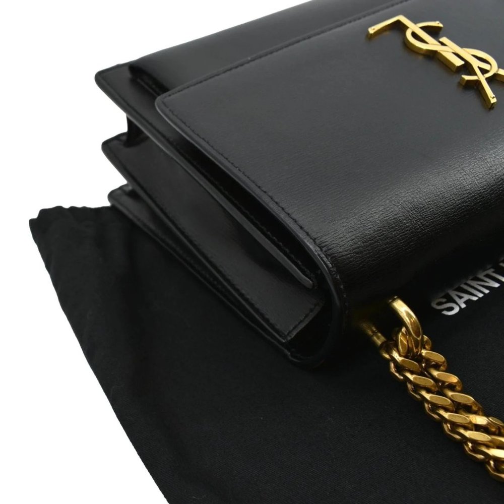 YVES SAINT LAURENT  Monogram Sunset Medium Leather Shoulder Bag Black - Picture 6 of 13